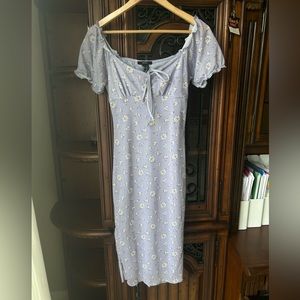 Forever 21 purple floral mesh midi dress